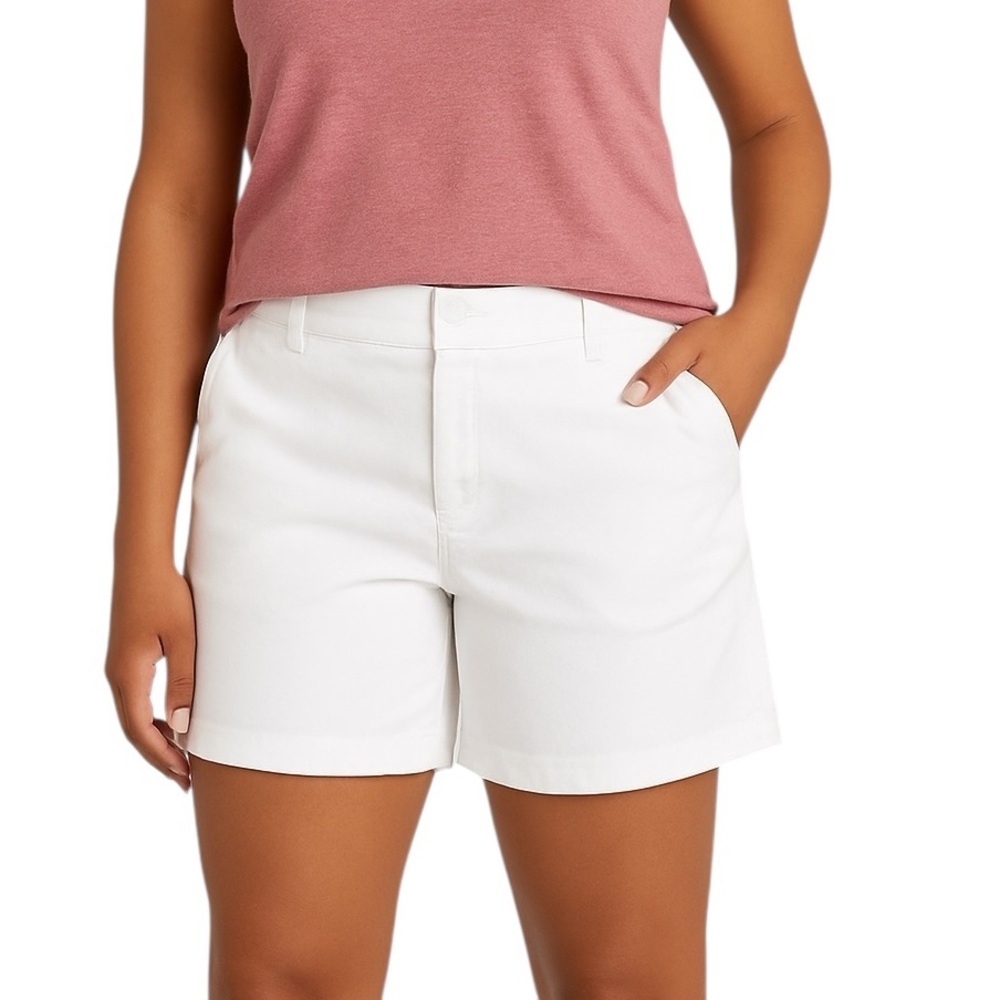 Caslon White Chino Shorts Size 16 Mid Rise Classic Fit